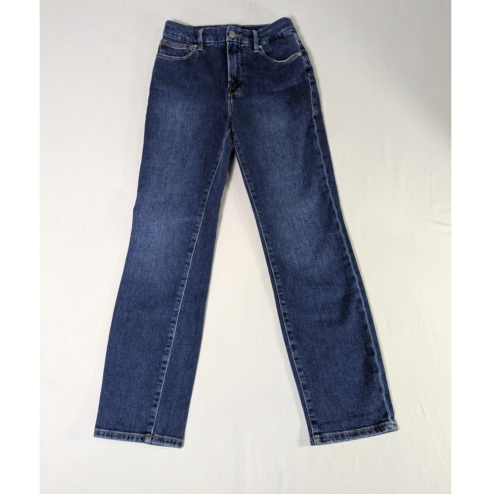 Good American Cashmere Blend Straight Leg Jeans Blue Size 2/26 GC336T
